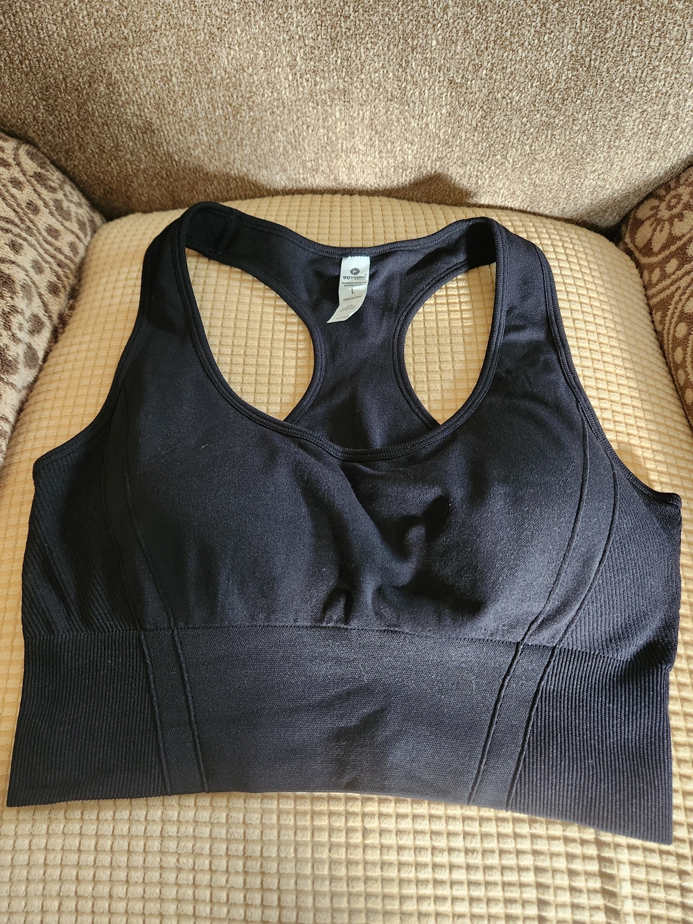 Seamless Black Racerback Sports Bra Size L